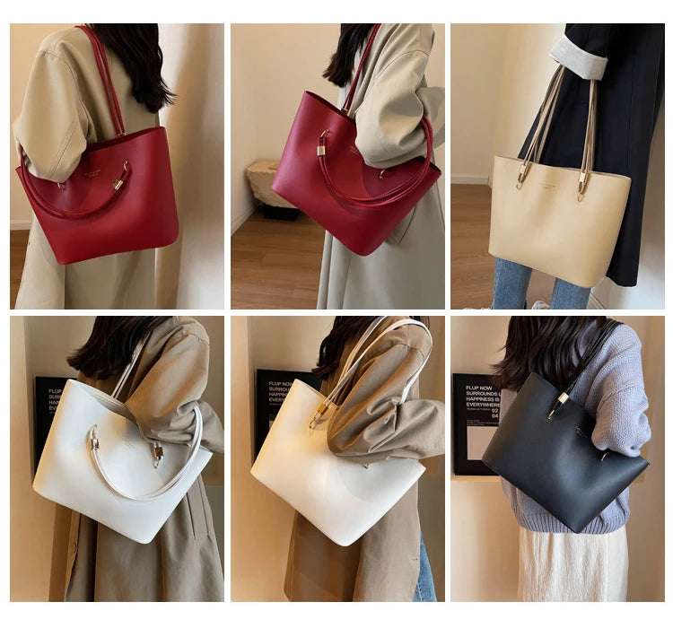 PU Leather large Tote Handbag