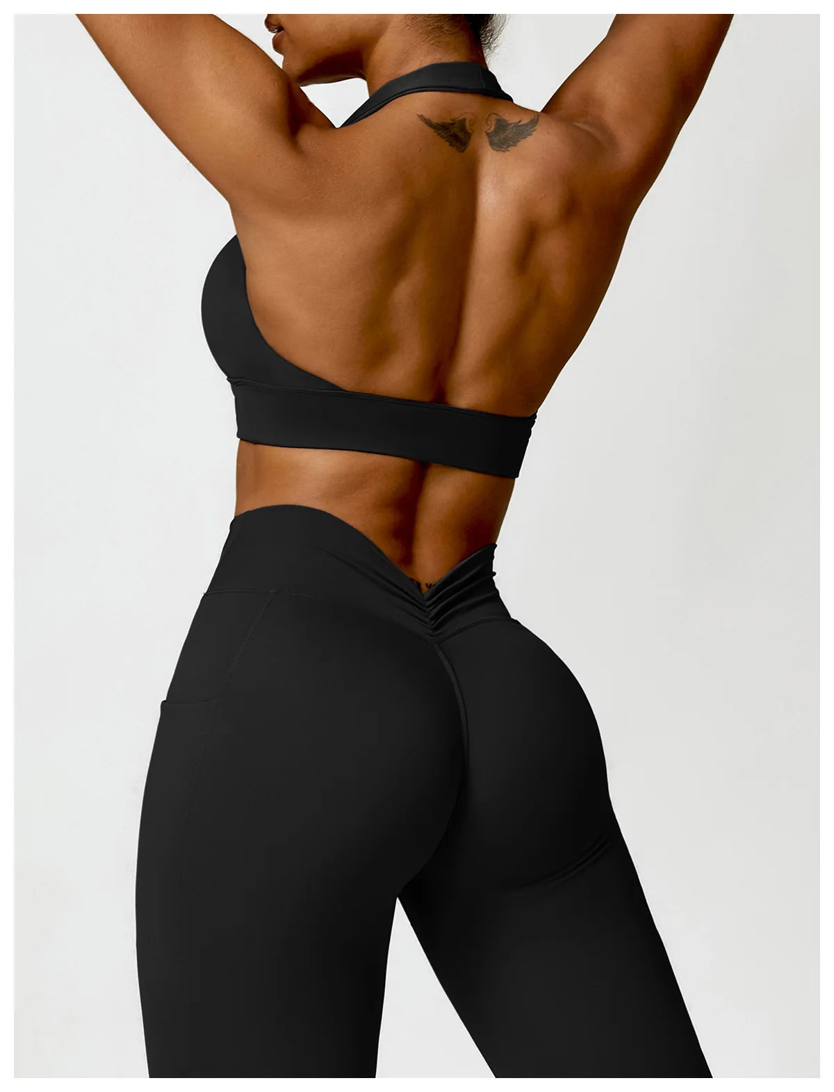 Halter neck push up ruched Sports Bra