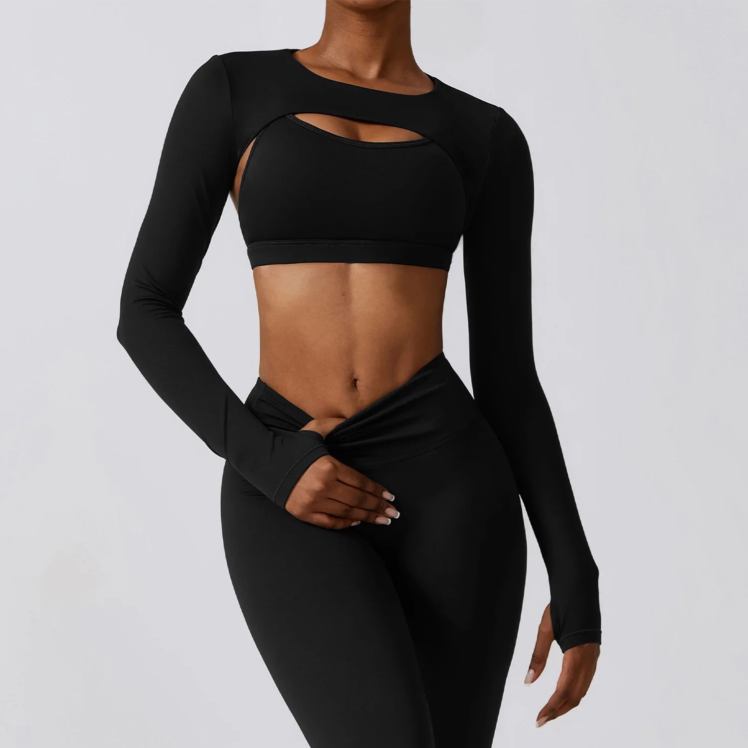 Long Sleeved Fitness Gym Top Advanced Black