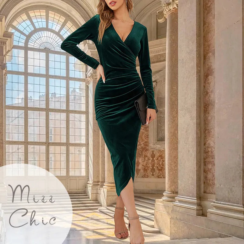 Velvet Bodycon Midi Dress