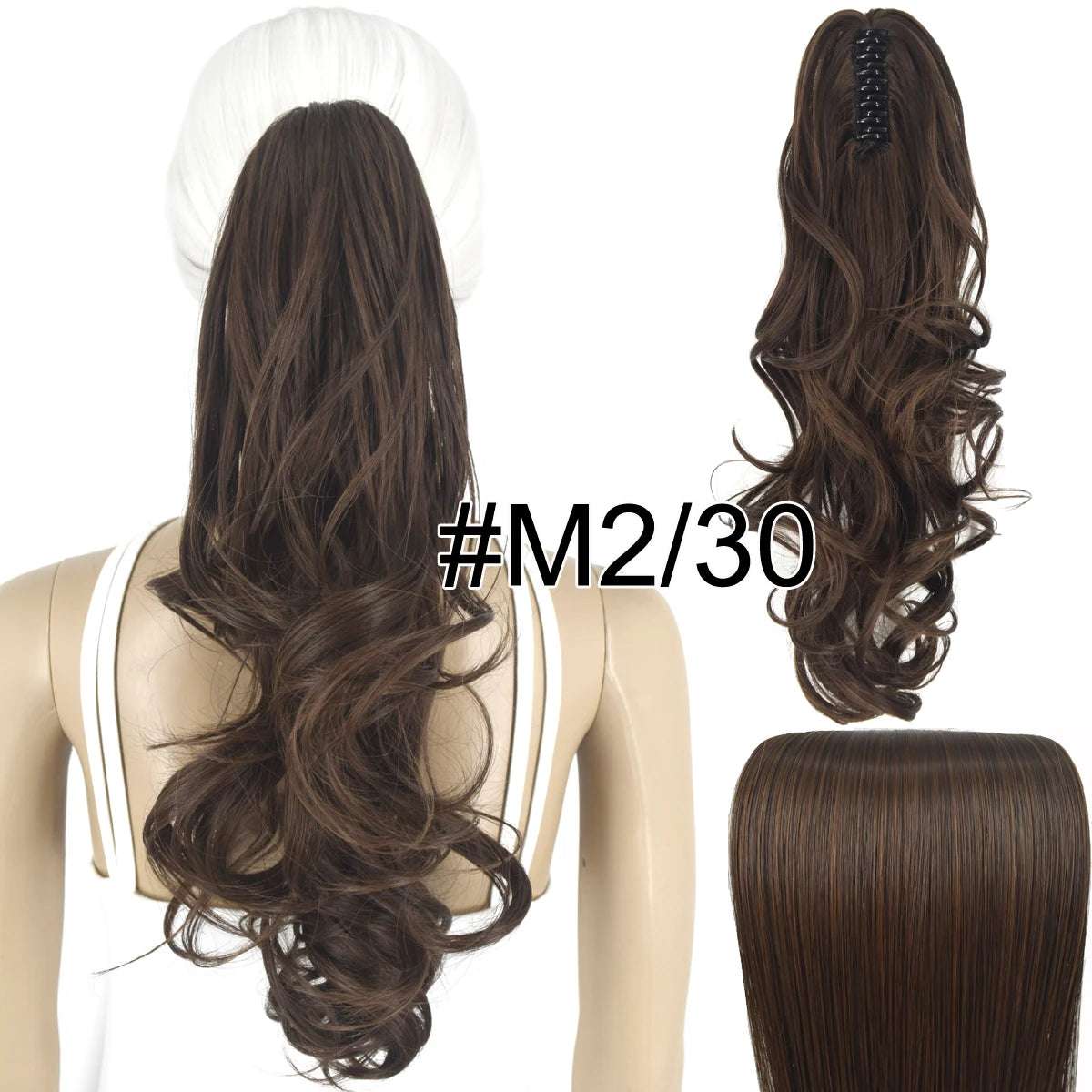 Synthetic Hair Heat Resistant 140gr Wavy Claw Clip in Ponytail hair extensions M2-30 Wavy 18inches
