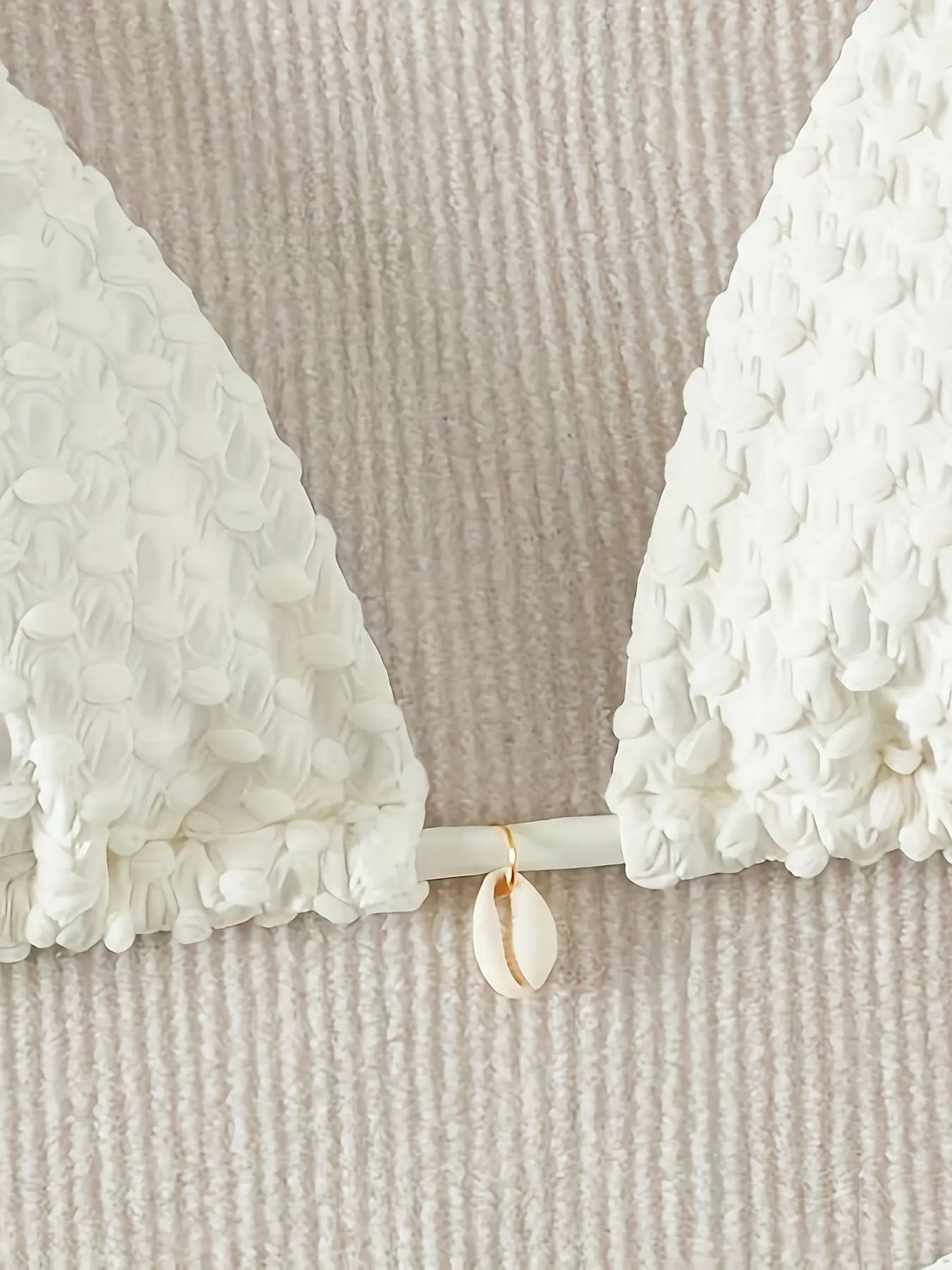 White Shell String Halter Triangle Bikini Set