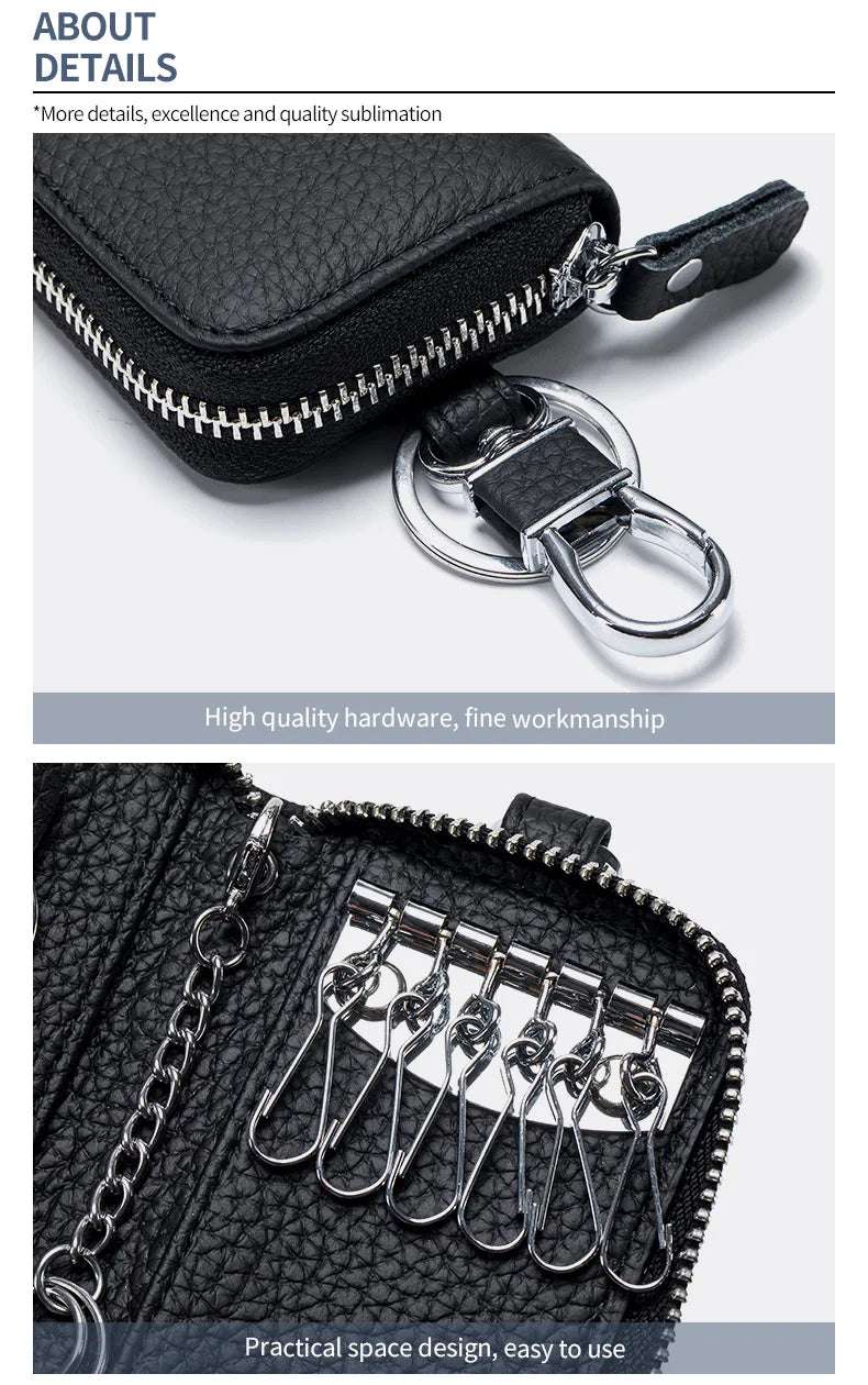 Multifunctional Zipper leather Key Case