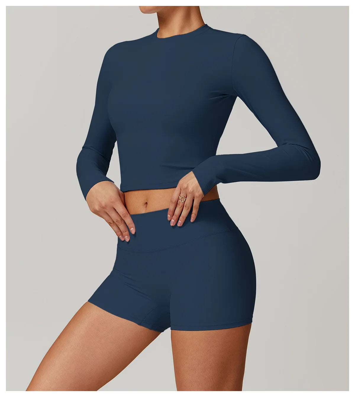 Long Sleeved Quick Dry round neck High Elastic Pilates Workout top