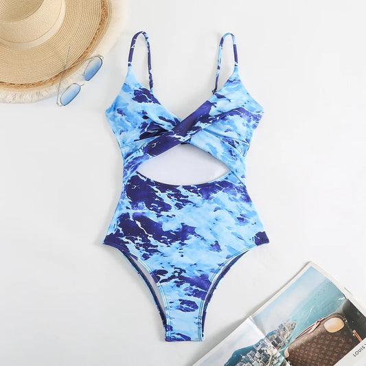 Tie Dye cut-out One Piece Swimsuit