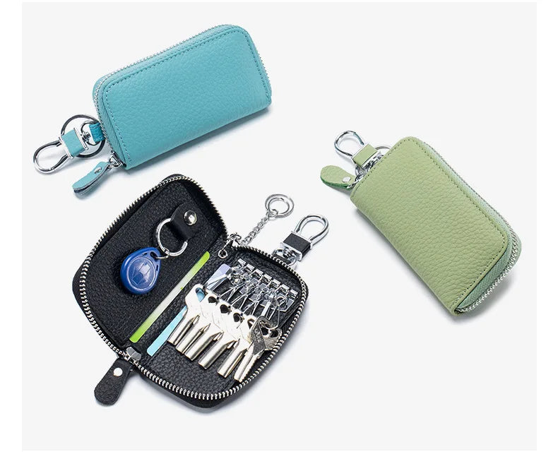 Multifunctional Zipper leather Key Case