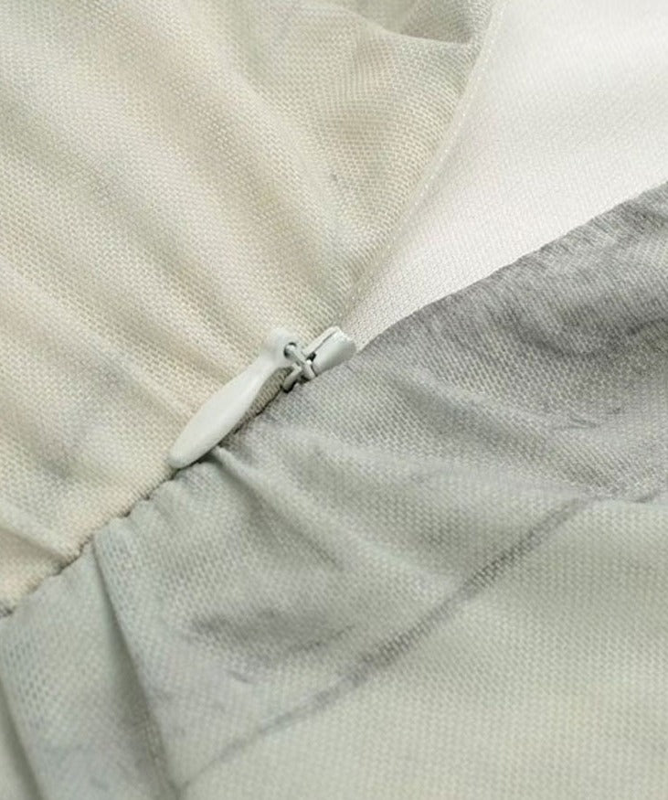 Women Fashion Printed Tulle Semi-sheer Midi Dress