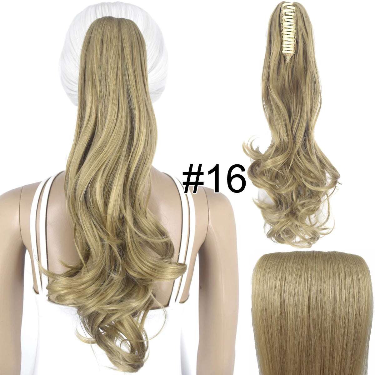 Synthetic Hair Heat Resistant 140gr Wavy Claw Clip in Ponytail hair extensions 16 Wavy 18inches
