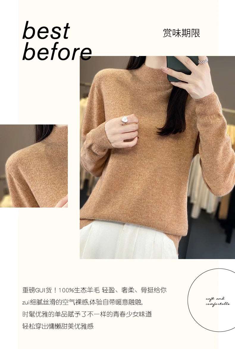 100% Merino Wool Sweater Women Knitwear