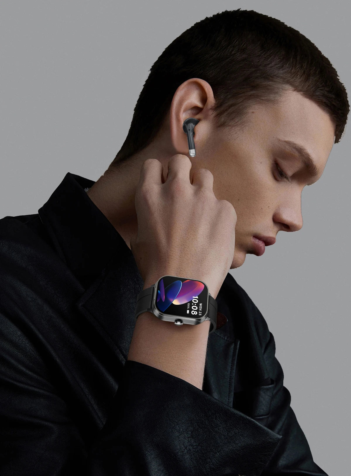 2.01 inch TWS 2-in-1 Earphones Bluetooth Call NFC Heart Rate Blood Pressure Health Monitor Music Smartwatch