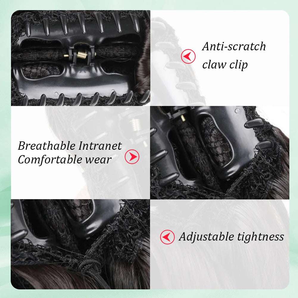 Ponytail Extension Synthetic Claw Clip in Hairpiece