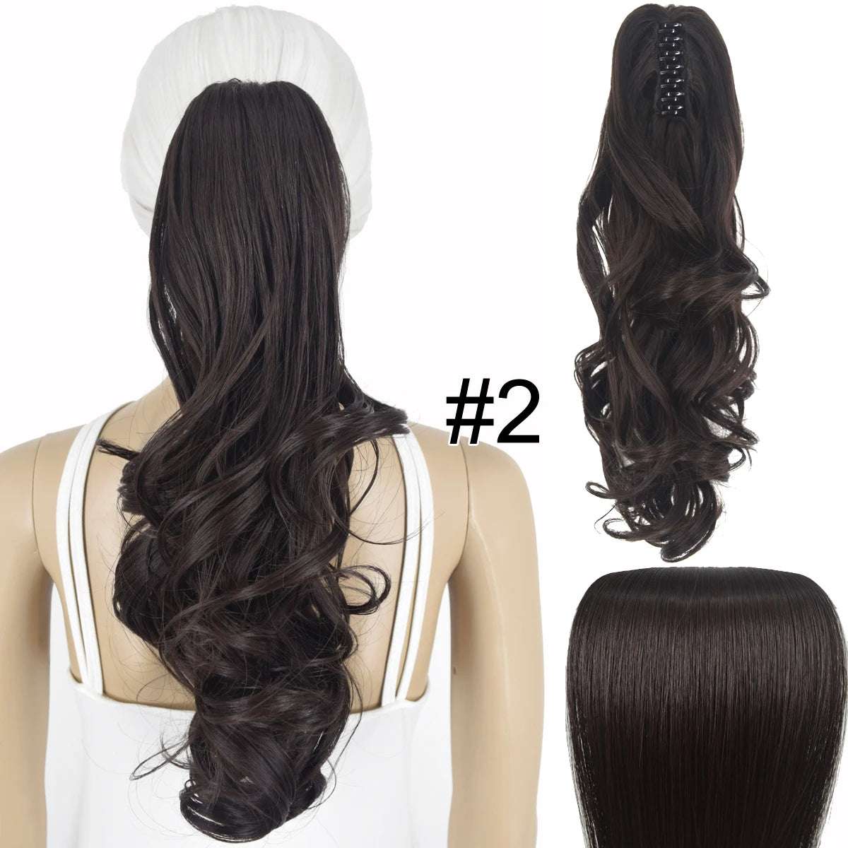 Synthetic Hair Heat Resistant 140gr Wavy Claw Clip in Ponytail hair extensions 2 Wavy 18inches