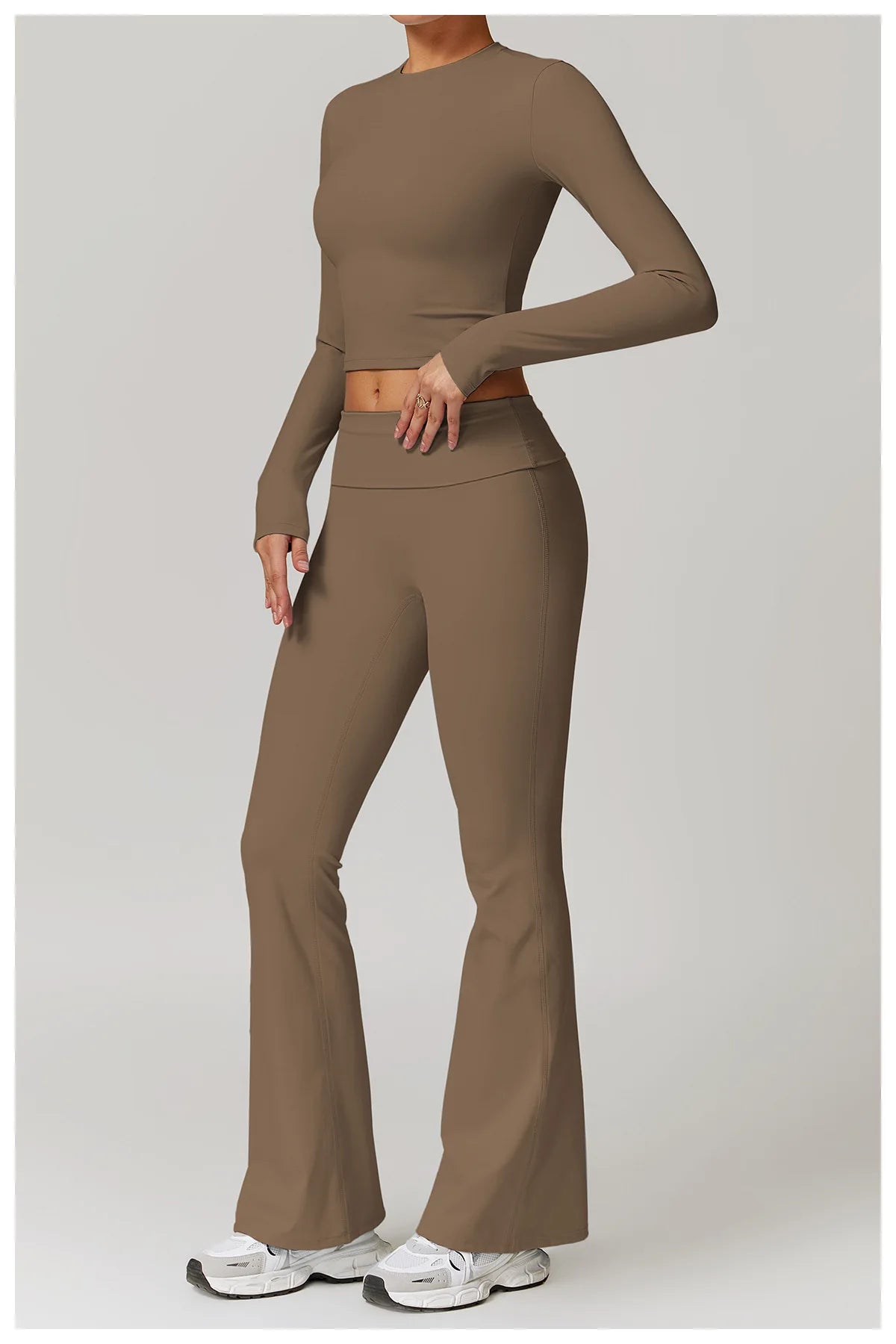 Long Sleeved Quick Dry round neck High Elastic Pilates Workout top