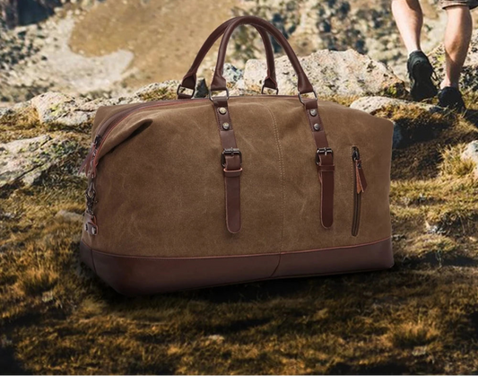 Canvas PU Leather Travel weekend overnight Bag