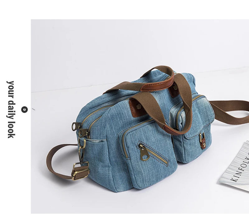 Light dark Blue Denim Handbag