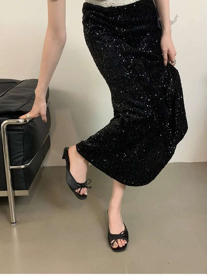 Butterfly-knot kitten heel Open Toe Mules Sandals