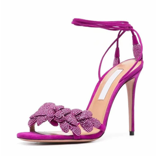 Crystal Rhinestone Ankle Strap high heel Sandals