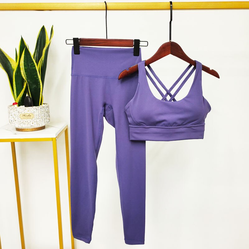 Noble Western Active Wear Women Yoga Set purple Set