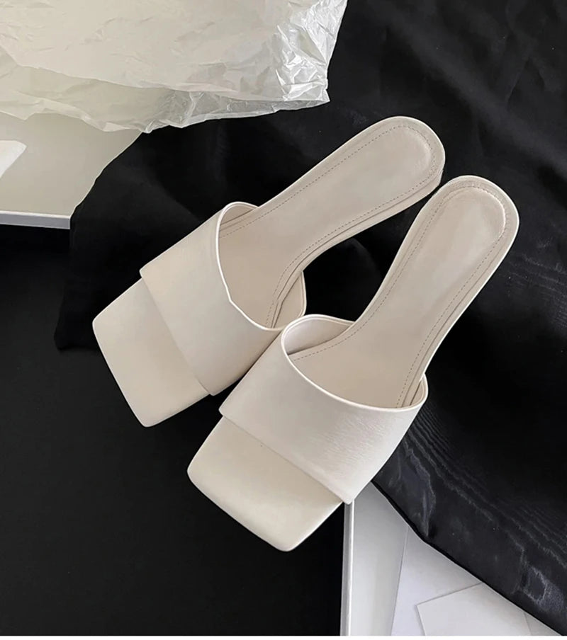 Wedges Heel Square Toe Slip On Sandals