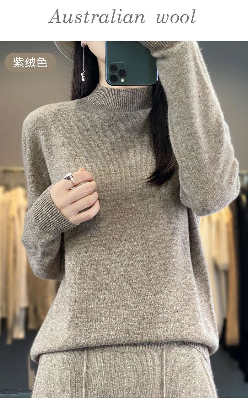 100% Merino Wool Sweater Women Knitwear