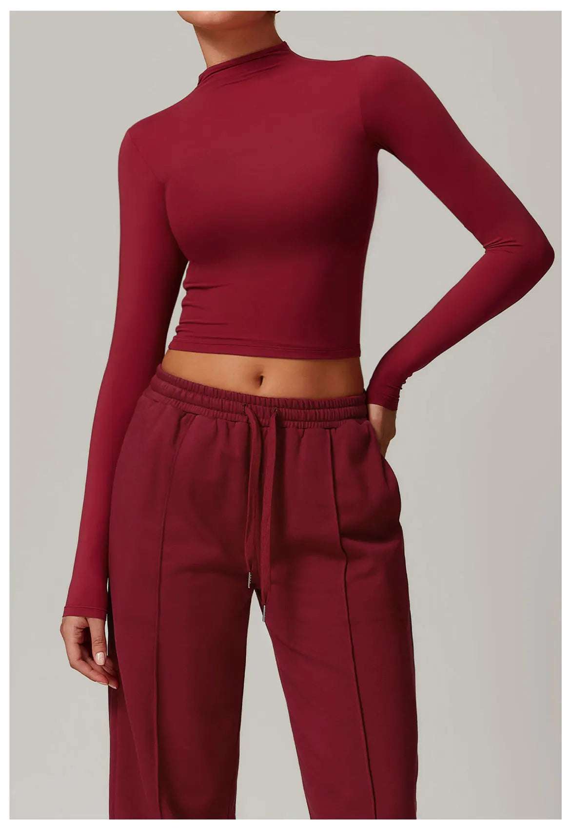 High Neck Long Sleeve Fitness Gym Sports Top