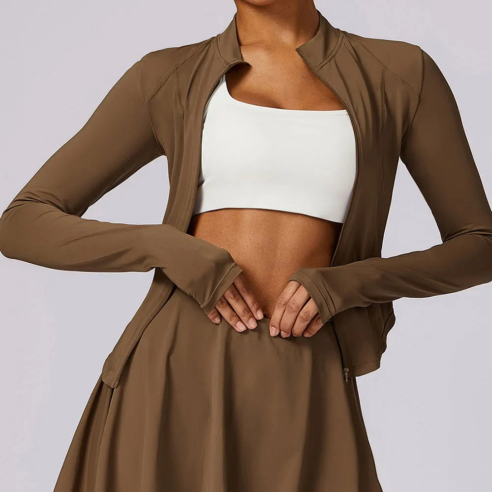 Long Sleeve Zipper Solid color Gym Workout jacket