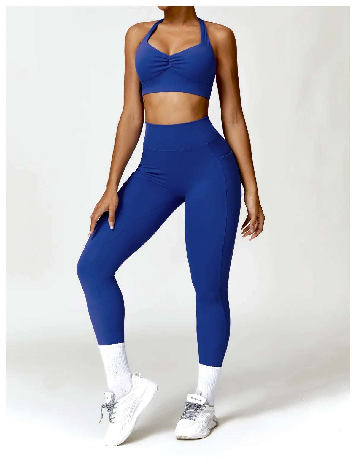 Halter neck push up ruched Sports Bra