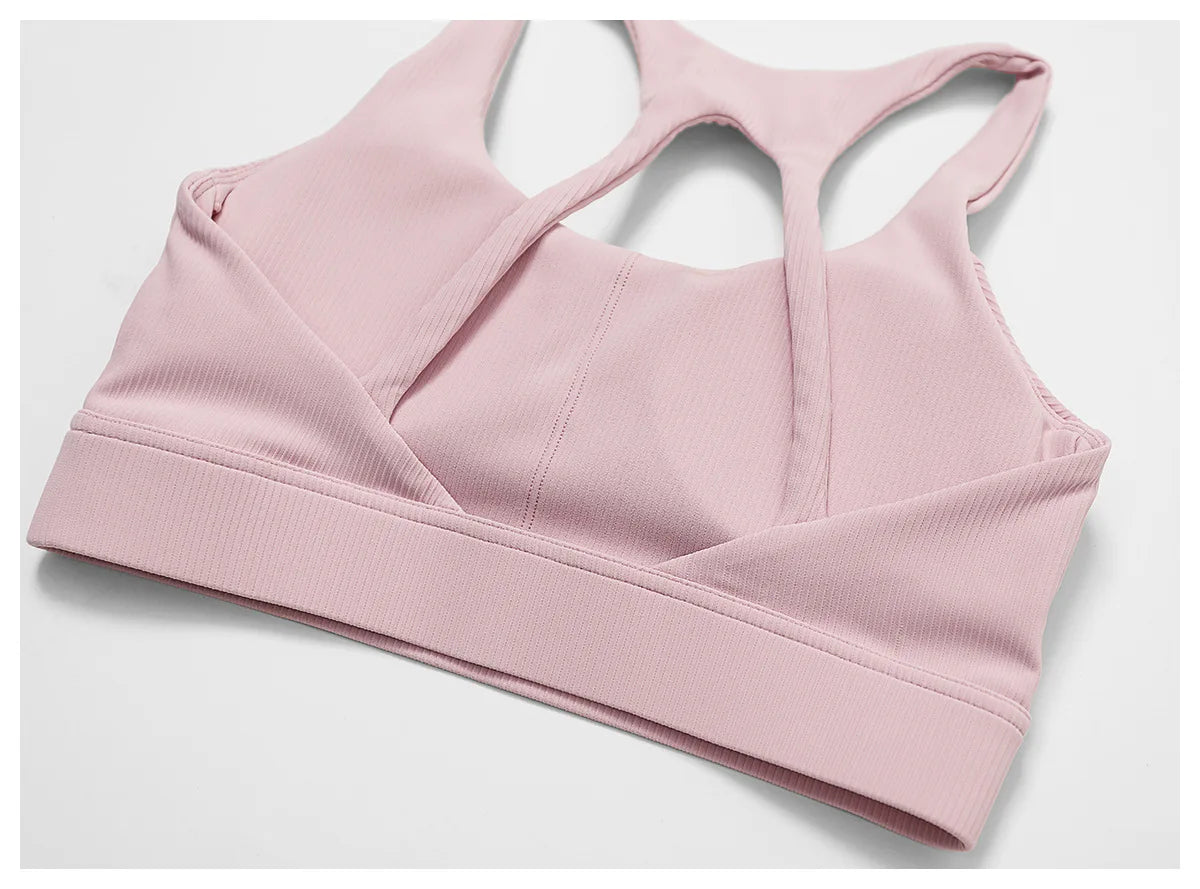 Ribbed Fitness Gym Workout Push Up Sports Bra & Leggings Set