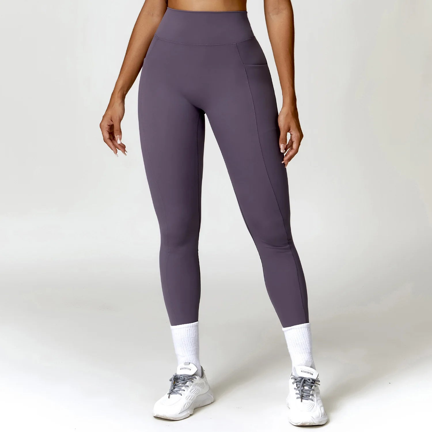 High Waist Push Up Scrunch Butt Quick Drying Fitness Leggings Aubergine