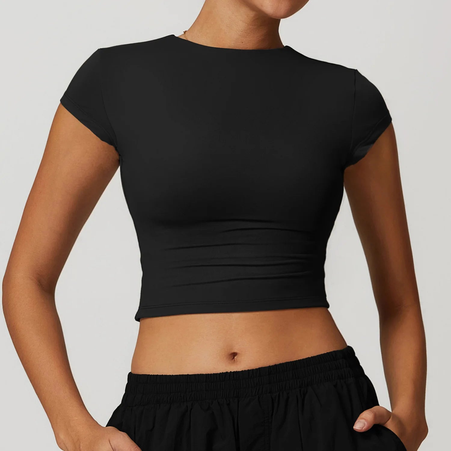 Short Sleeve Gym Workout Gym crop Tops Advanced Black