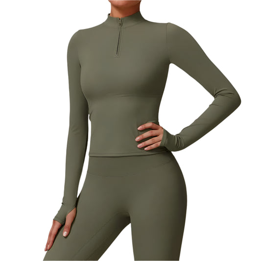 Zipper Long Sleeve Yoga Sport Top