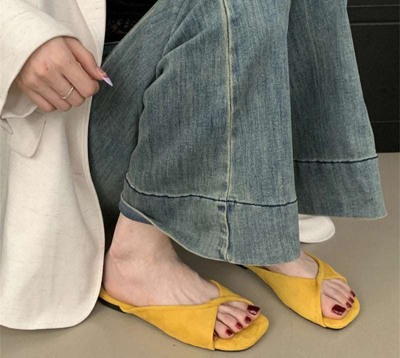 Open Toe pastel Color flat Sandals