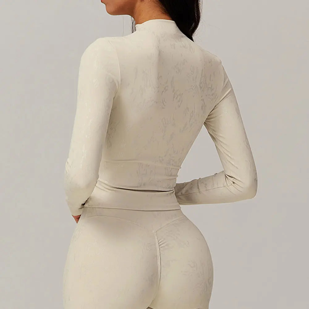 Printed Long Sleeved Sports Workout Top