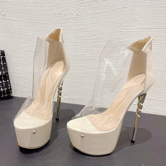 See-through Platform Peep Toe Zip High Heel shoes