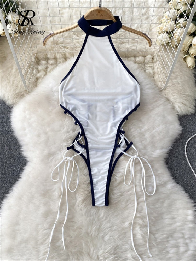 Women Sexy Halter lingerie white