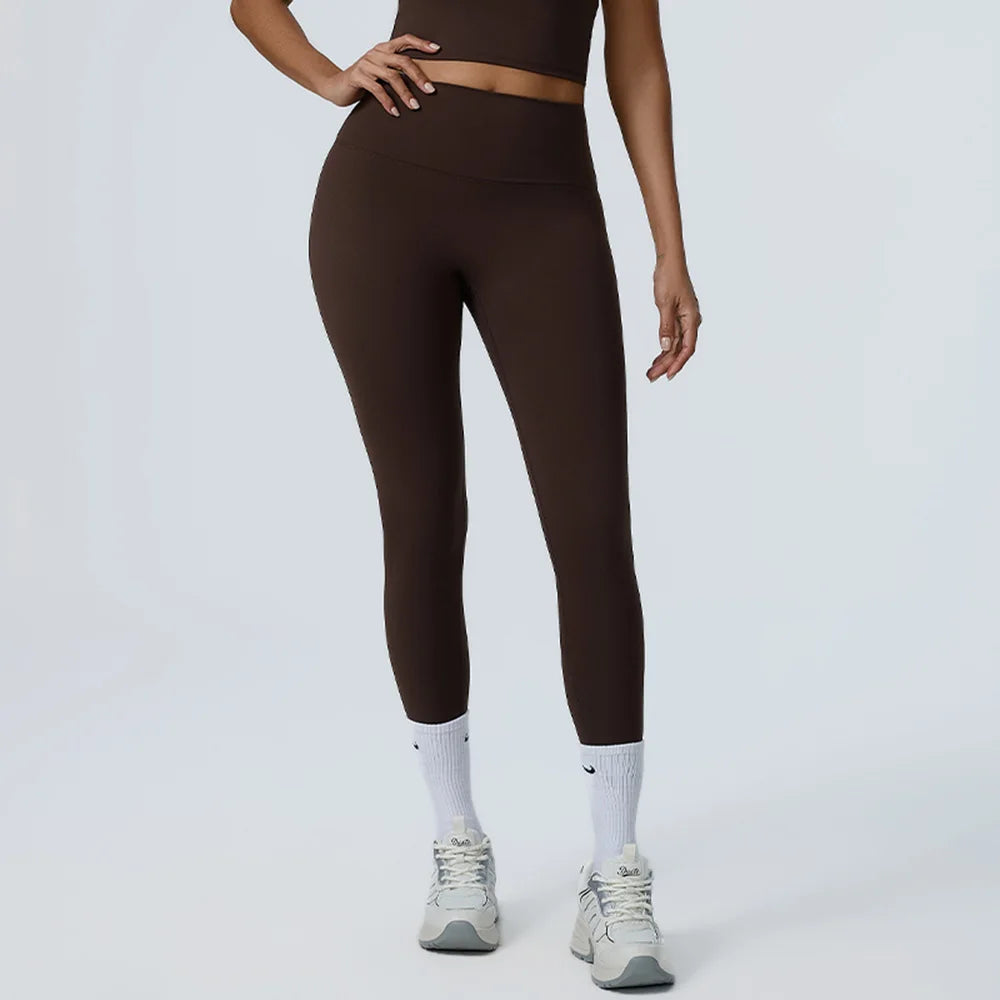 Seamless high waisted Sports Leggings Tea coffee color