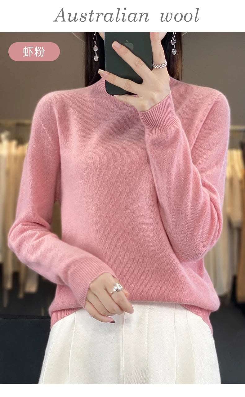 100% Merino Wool Sweater Women Knitwear