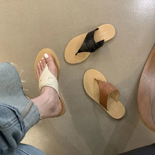 Toe post slip-on Flat sliders Sandals for Women