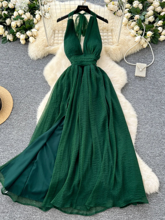 Elegant Halter neck Long sleeve Dress