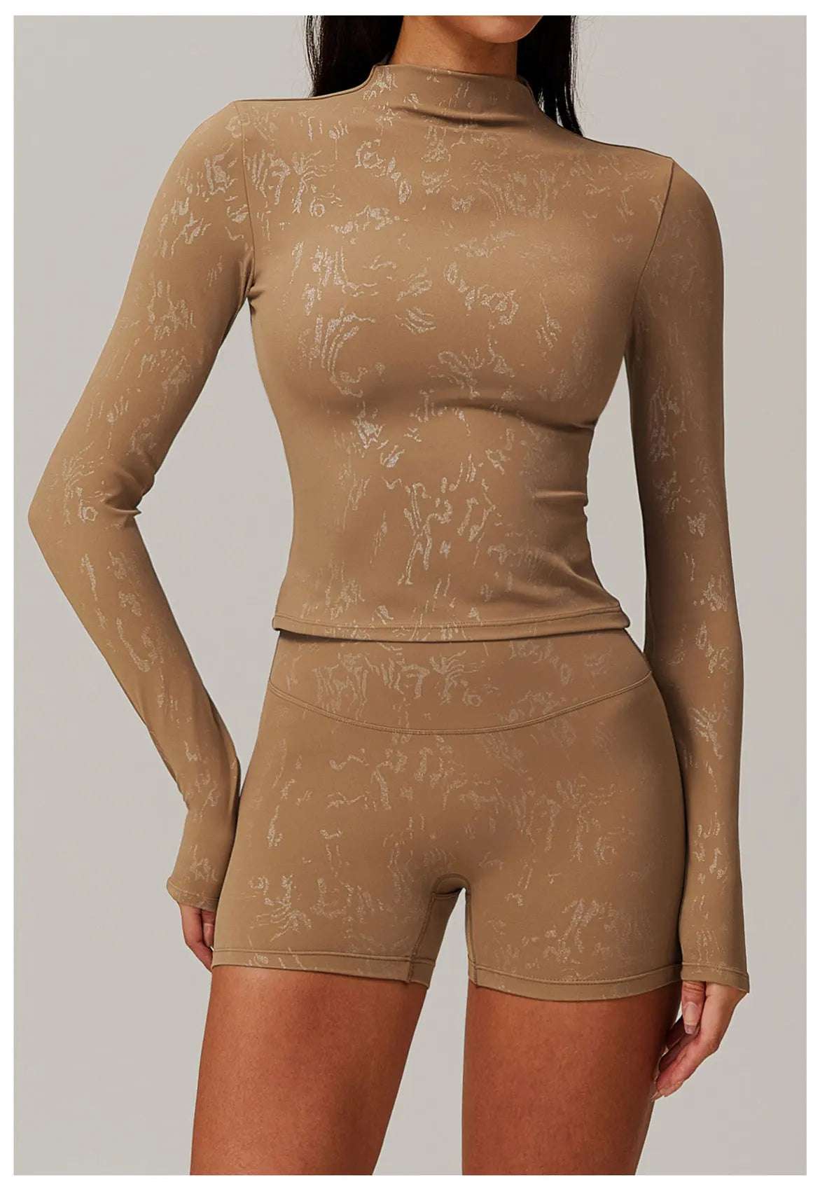 Printed Long Sleeved Sports Workout Top