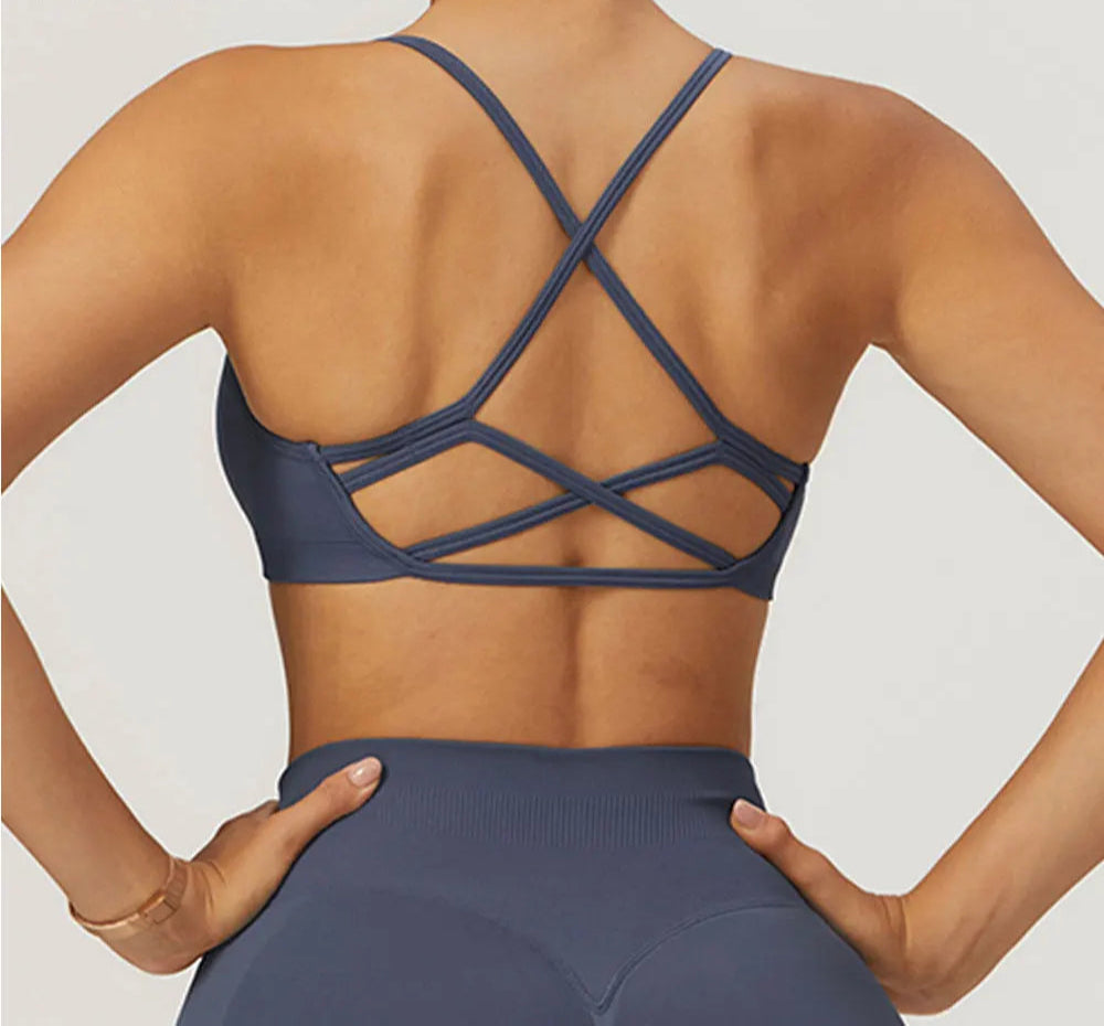 Cross Strap High Support Impact Sports Gym Bralette