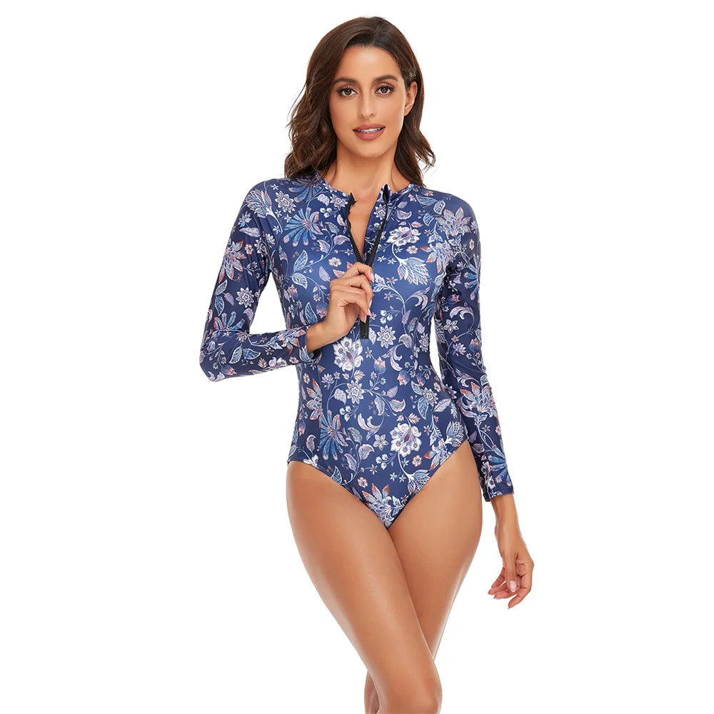 Women Print Tatchwork One Piece Swimsuit 111