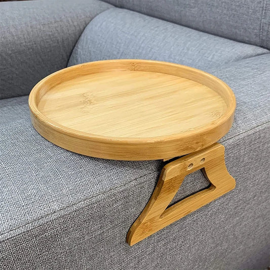 Natural wooden Clip-On Sofa Tray