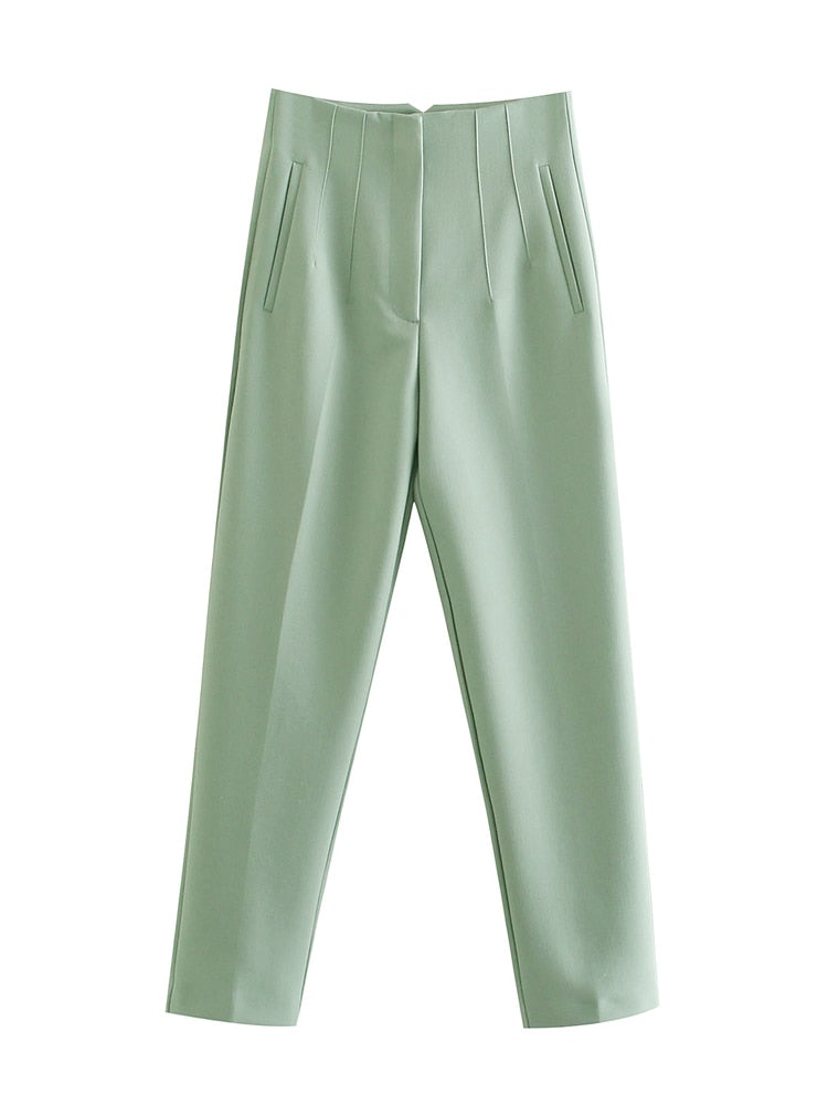 Women Fashion Seam Detail Office Wear Pants as picture