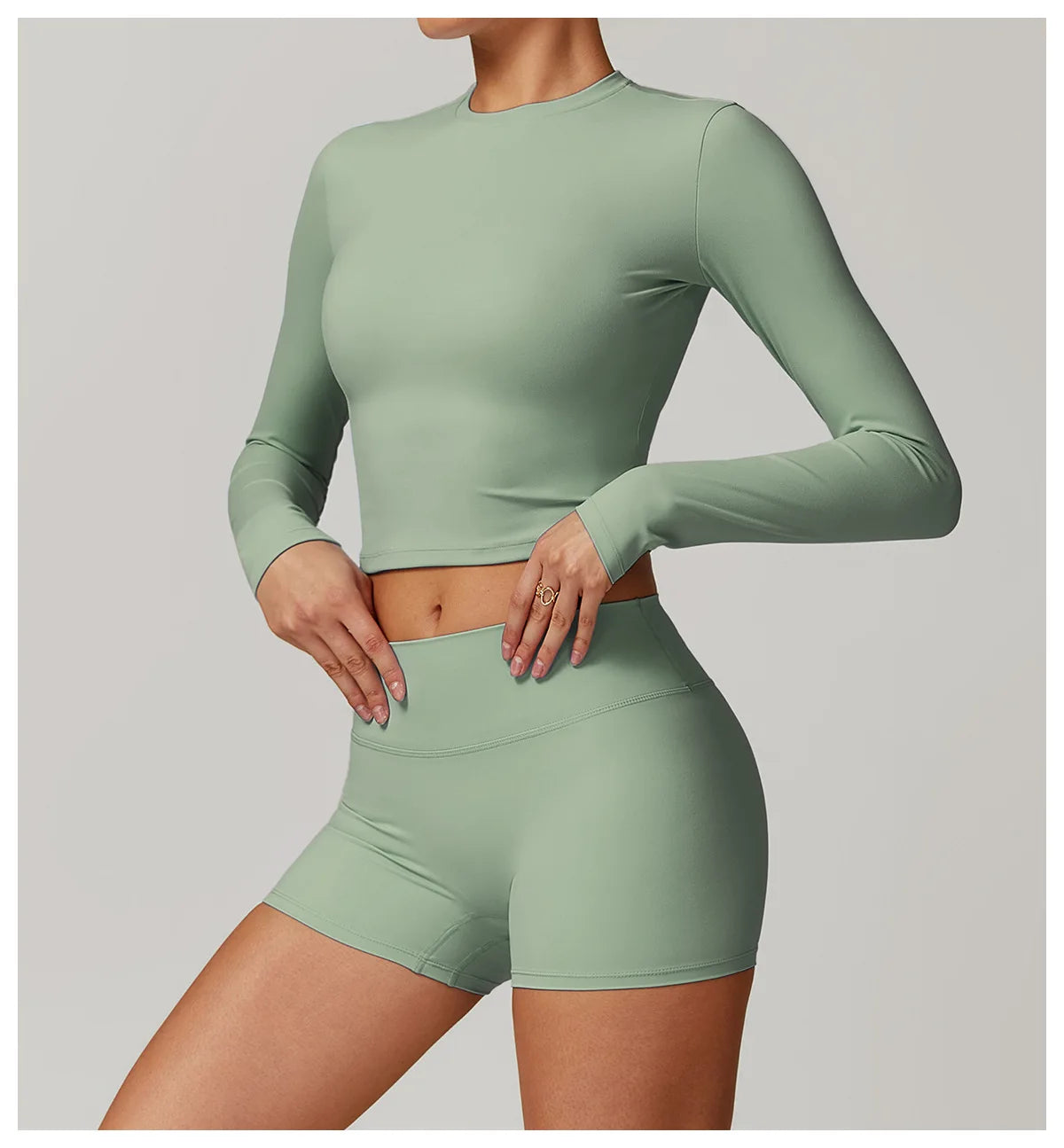 Long Sleeved Quick Dry round neck High Elastic Pilates Workout top