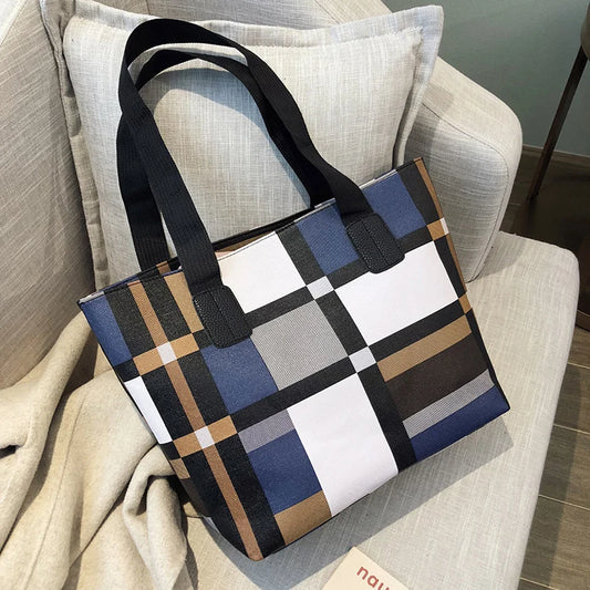 Checked Pu Leather Shoulder Bag