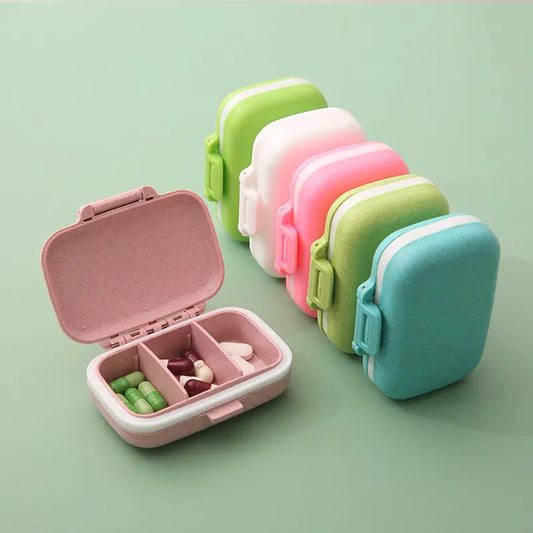 Mini Portable Pills Organizer Case 3 Grids PillBox