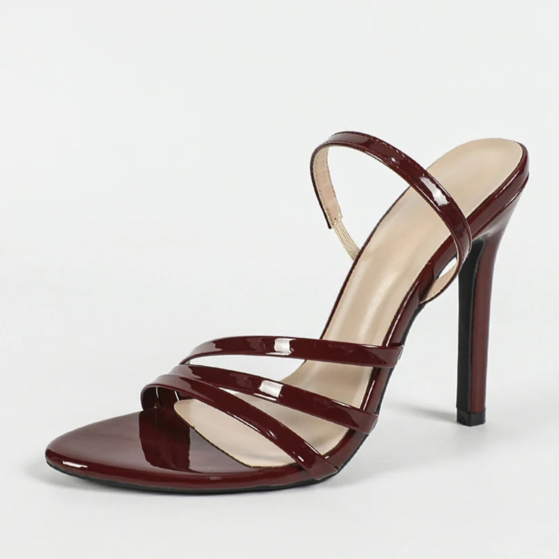 Slip On Back Strap high heel Sandals Wine red