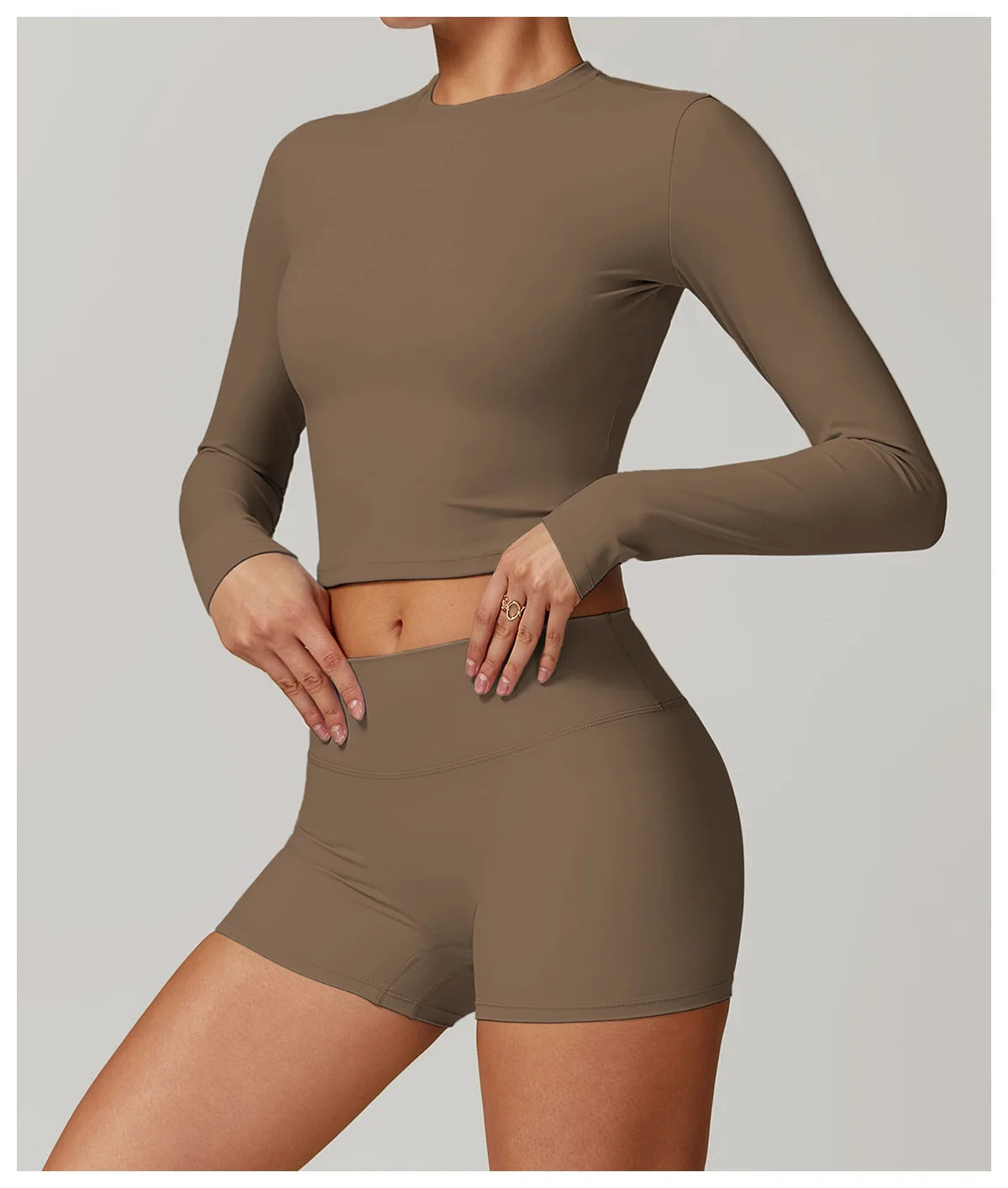 Long Sleeved Quick Dry round neck High Elastic Pilates Workout top