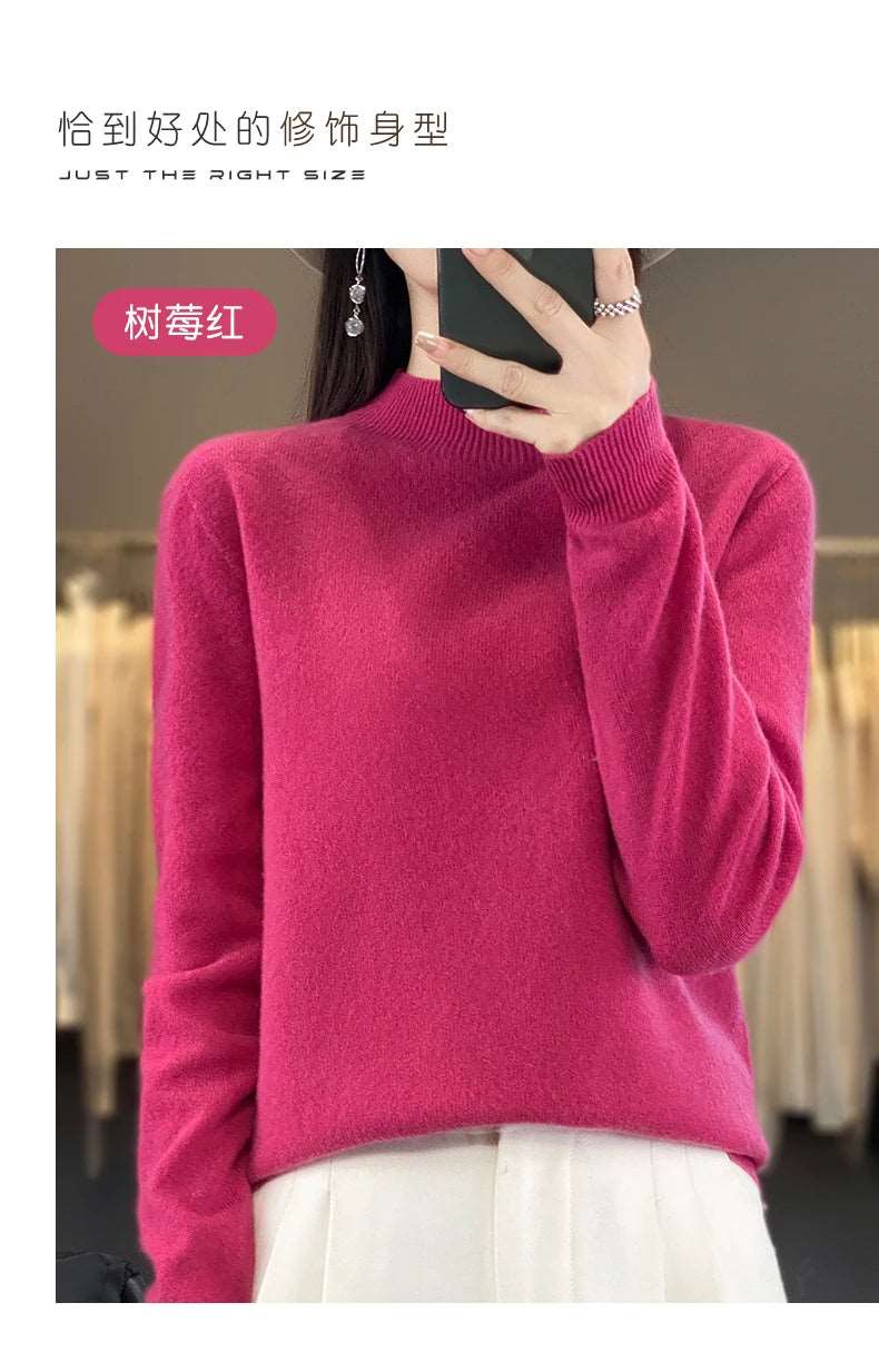 100% Merino Wool Sweater Women Knitwear